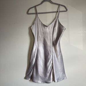 Vintage Silver Satin Slip Dress Medium Adjustable Straps Rampage Womens Chemise